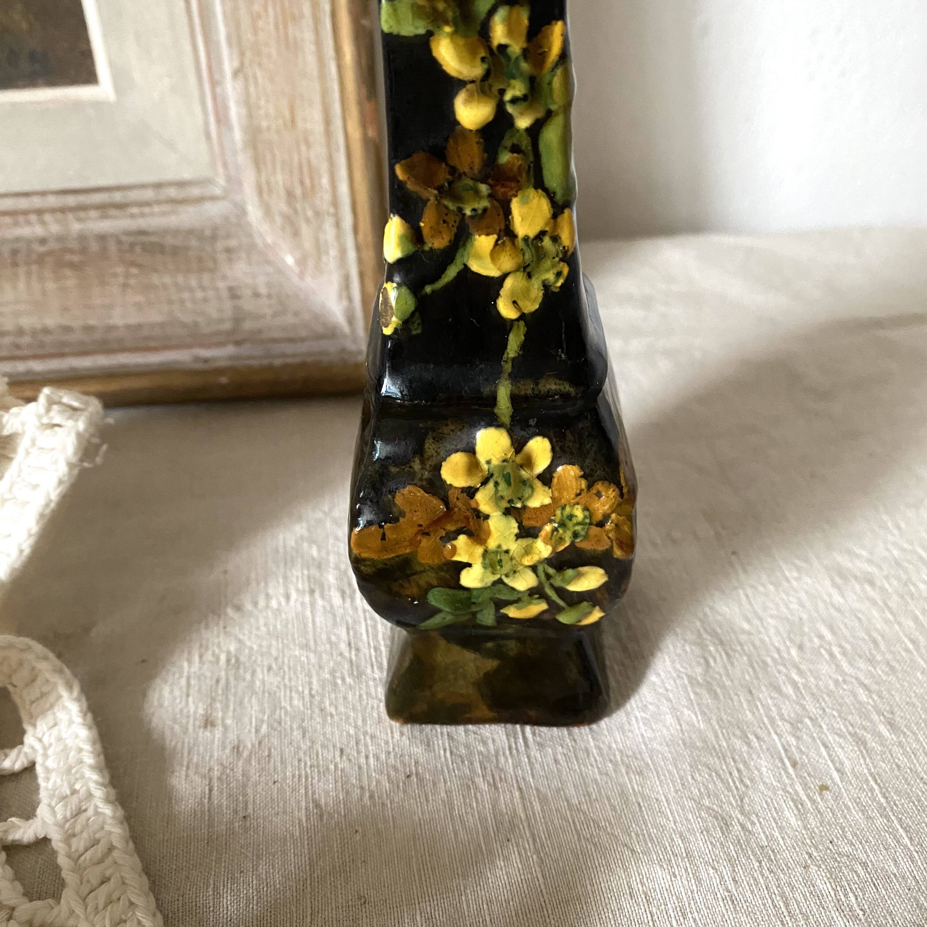 Antique single-flower vase with floral decoration, 1900