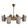 Vintage Scandinavian chandelier 6 lights – Wood and frosted Perspex – 1960s/70s
