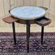Louis XVI style mahogany bouillotte table from the 1950s with a marble top