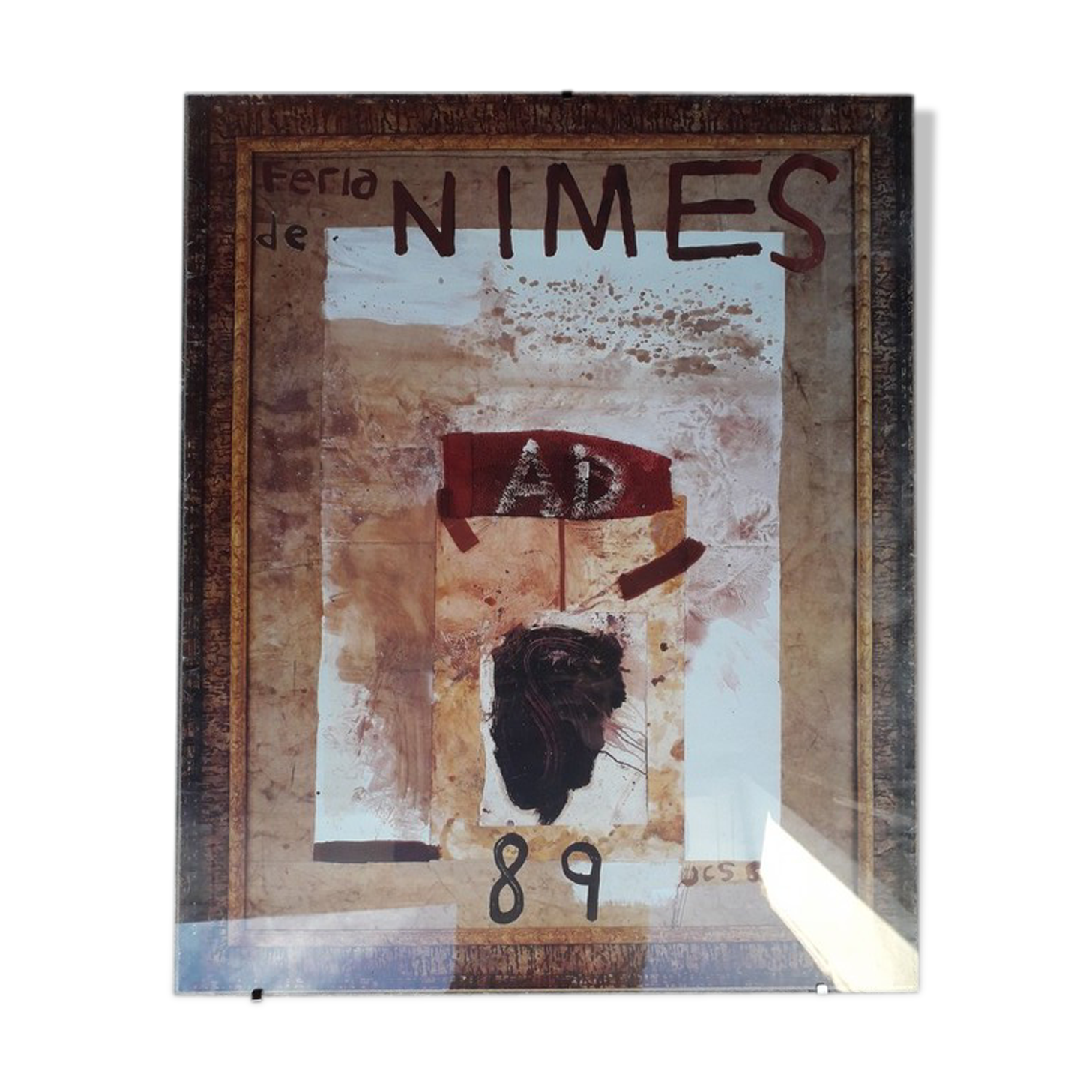 Julian Schnabel feria Nimes 1989 poster under glass
