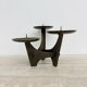 Modernist sculptural brutalist solid bronze metal candleholder, France, 1960s