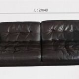 Leather lounge set – Steiner Paris – aluminium base – 1970s/1980s
