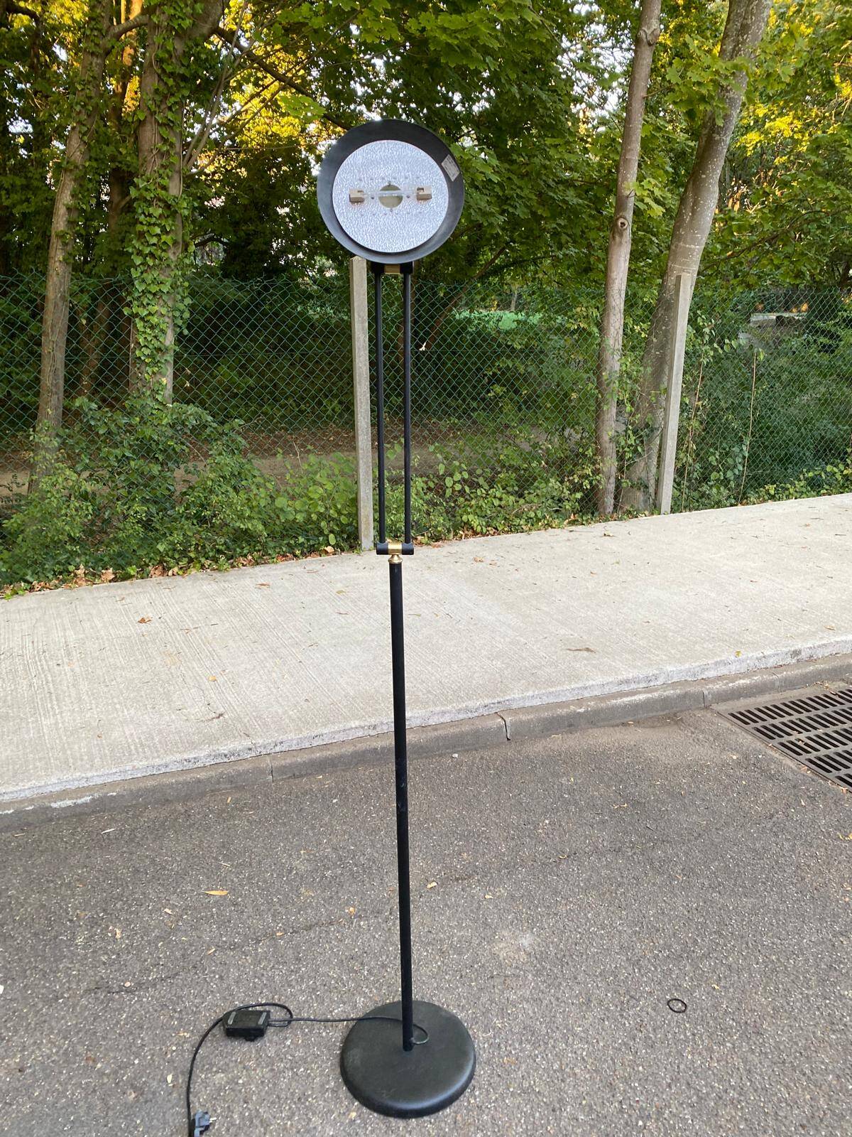 Italian vintage black & brass floor lamp — Articulated with Relco dimmer 19