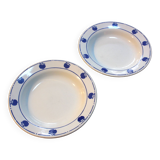 Lot de deux assiettes motif pomme bleue