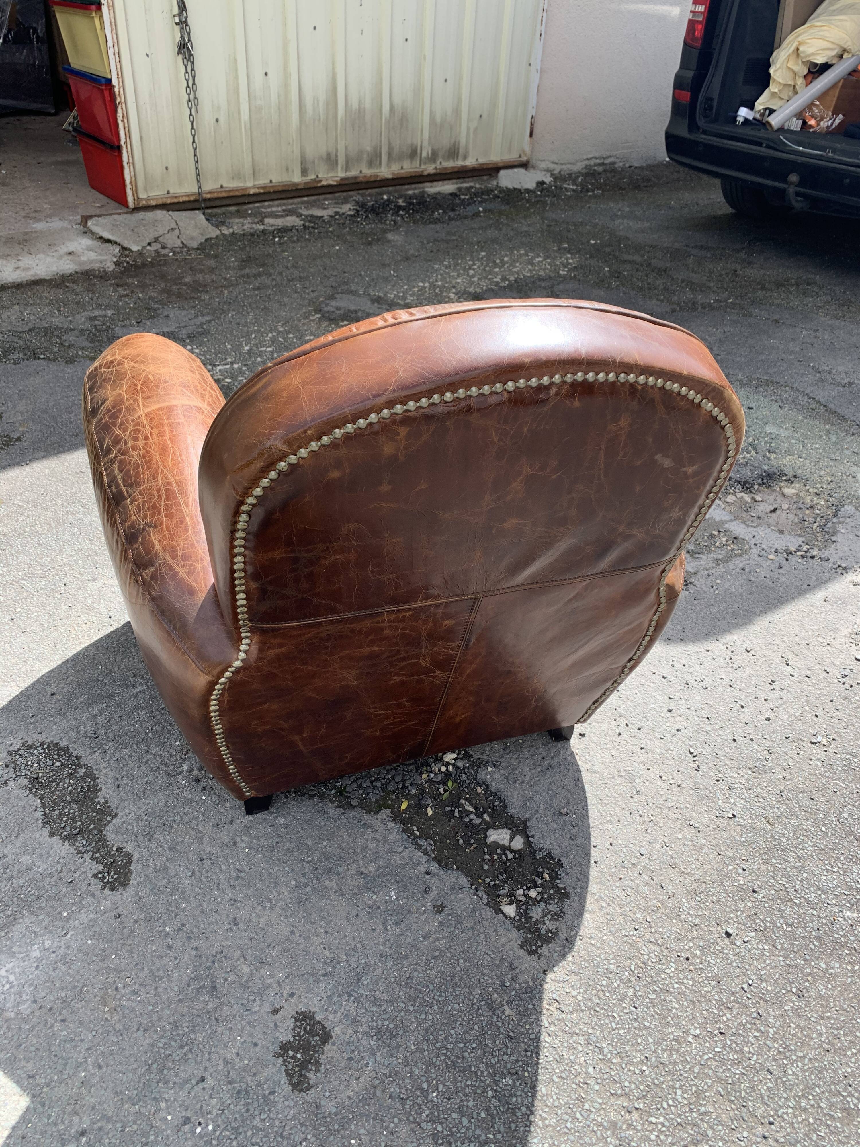 Leather club armchair