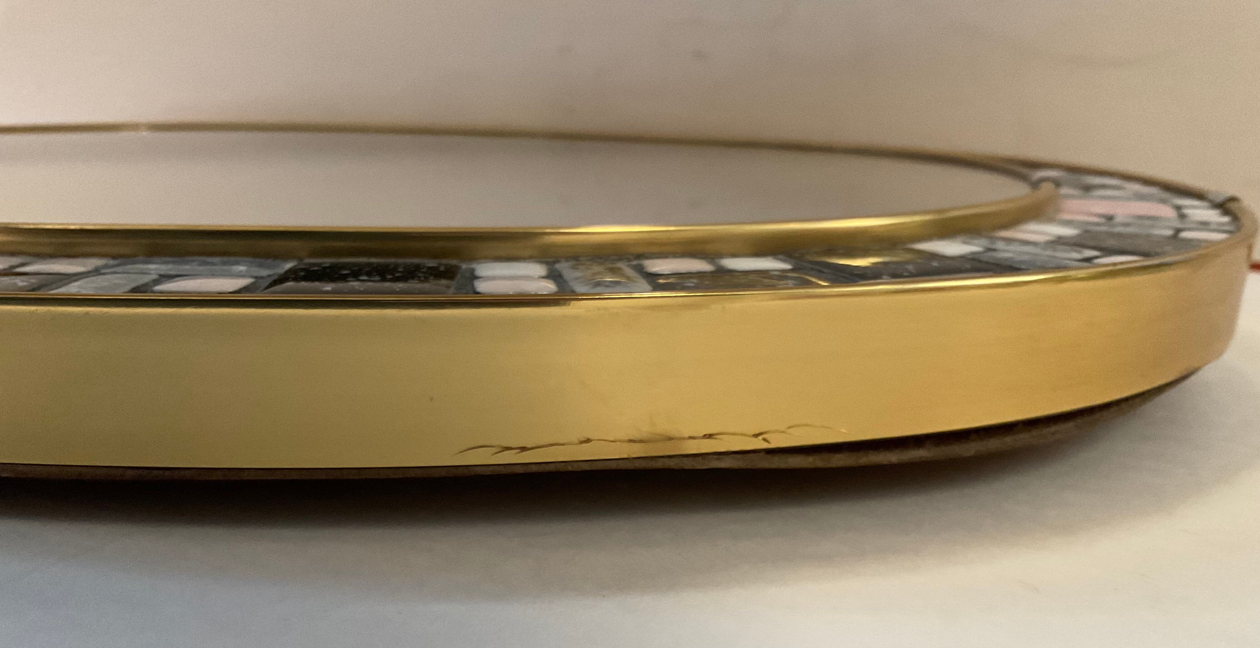 Vintage oval ceramic mirror