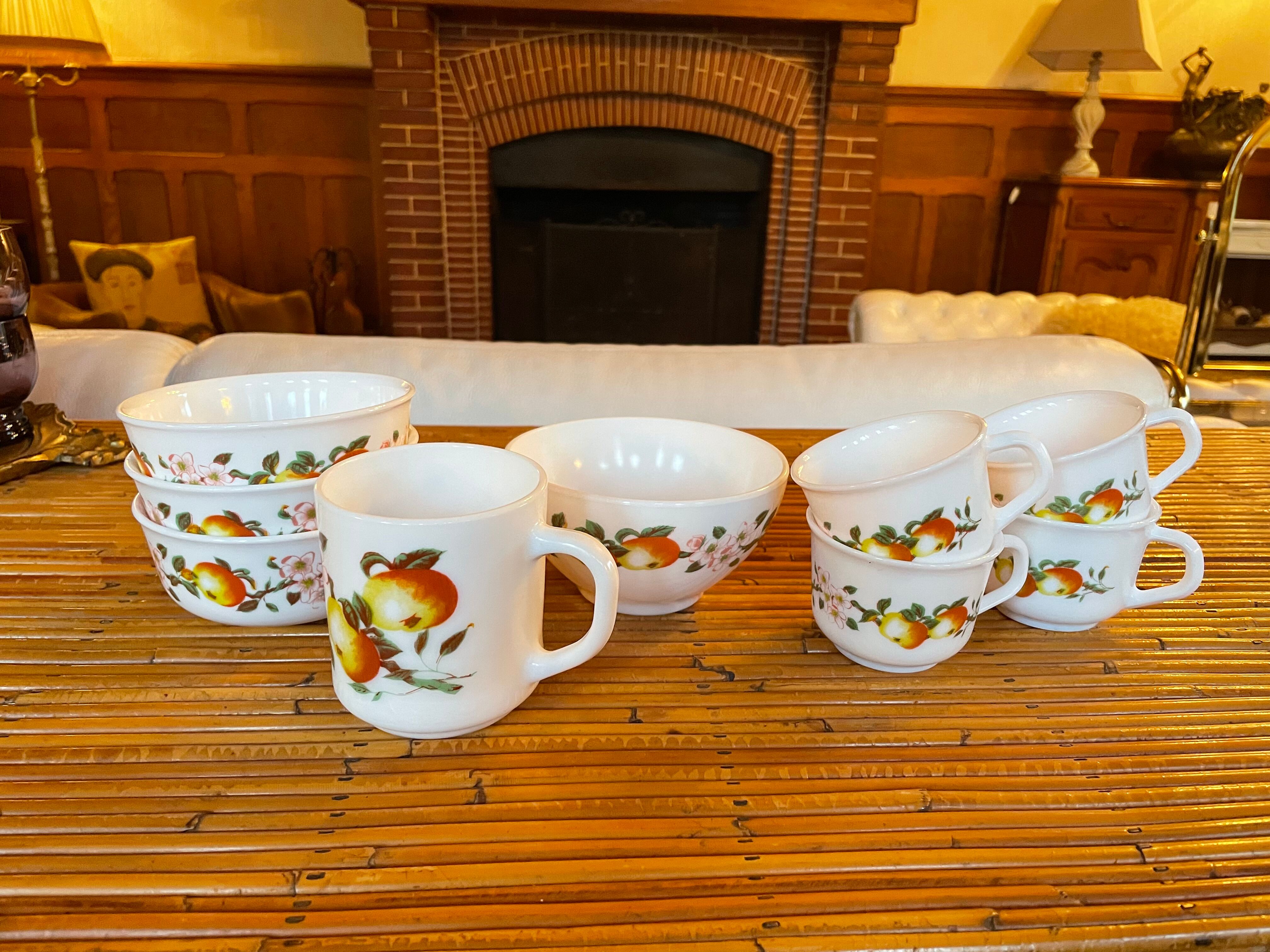 Mug cups and Arcopal bowl