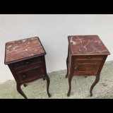 Bedside Table in Walnut & Marble, France, 1920s