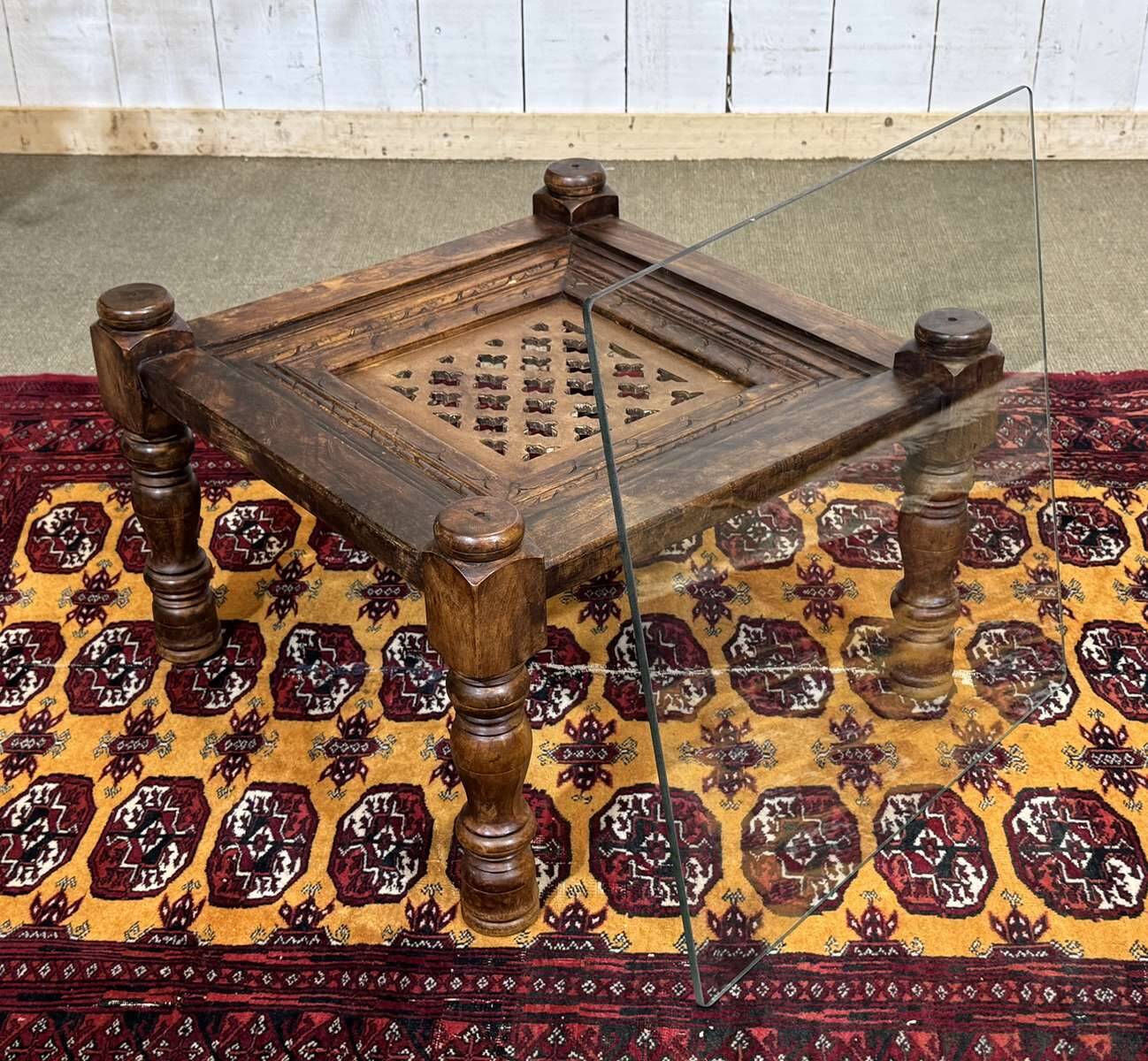 Indian teak gueridon from the 1970s.