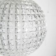 1960s Holophane Ball Pendant Chandelier, Thick Glass, 30 cm, and Vintage Brass