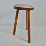 Tabouret de montagne tripode "haricot" en bois blond, 1960
