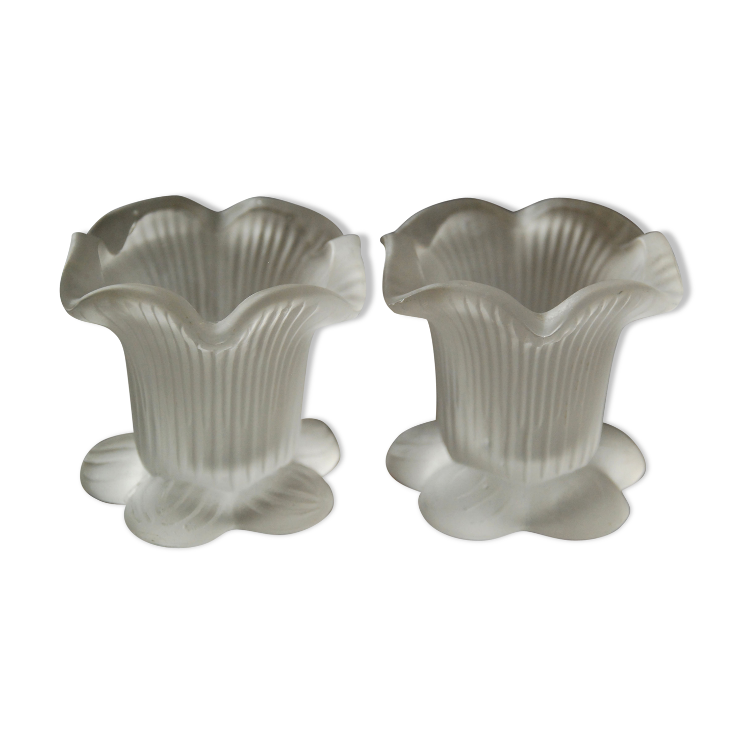 Pair of glass candlesticks