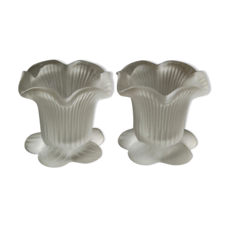 Pair of glass candlesticks