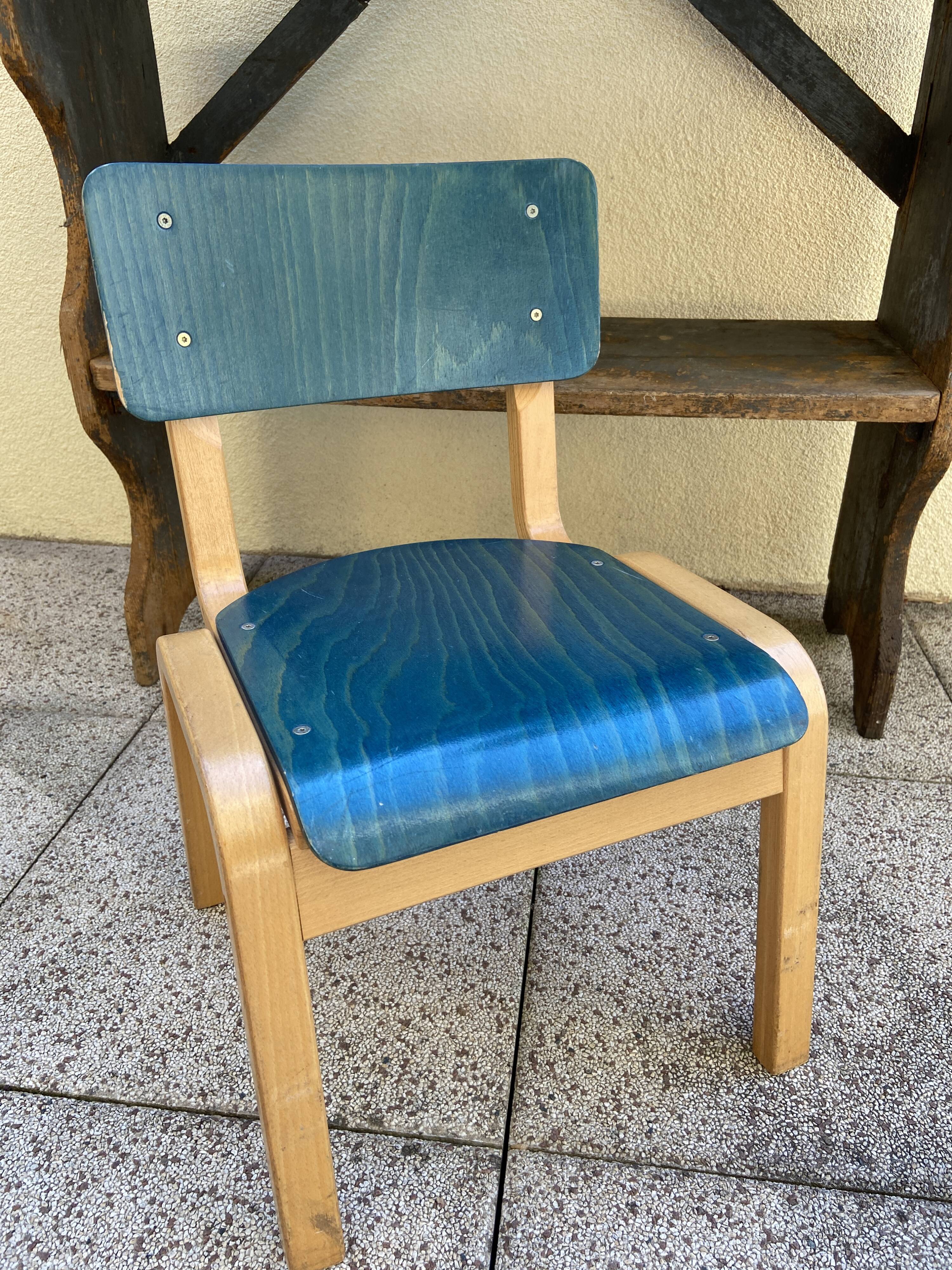 Vintage wooden kindergarten chair 1970