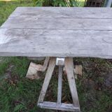 Ensemble vintage guinguette table avec 2 bancs