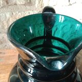 Deep green jug or pitcher with modern design - thick glass