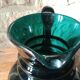 Deep green jug or pitcher with modern design - thick glass
