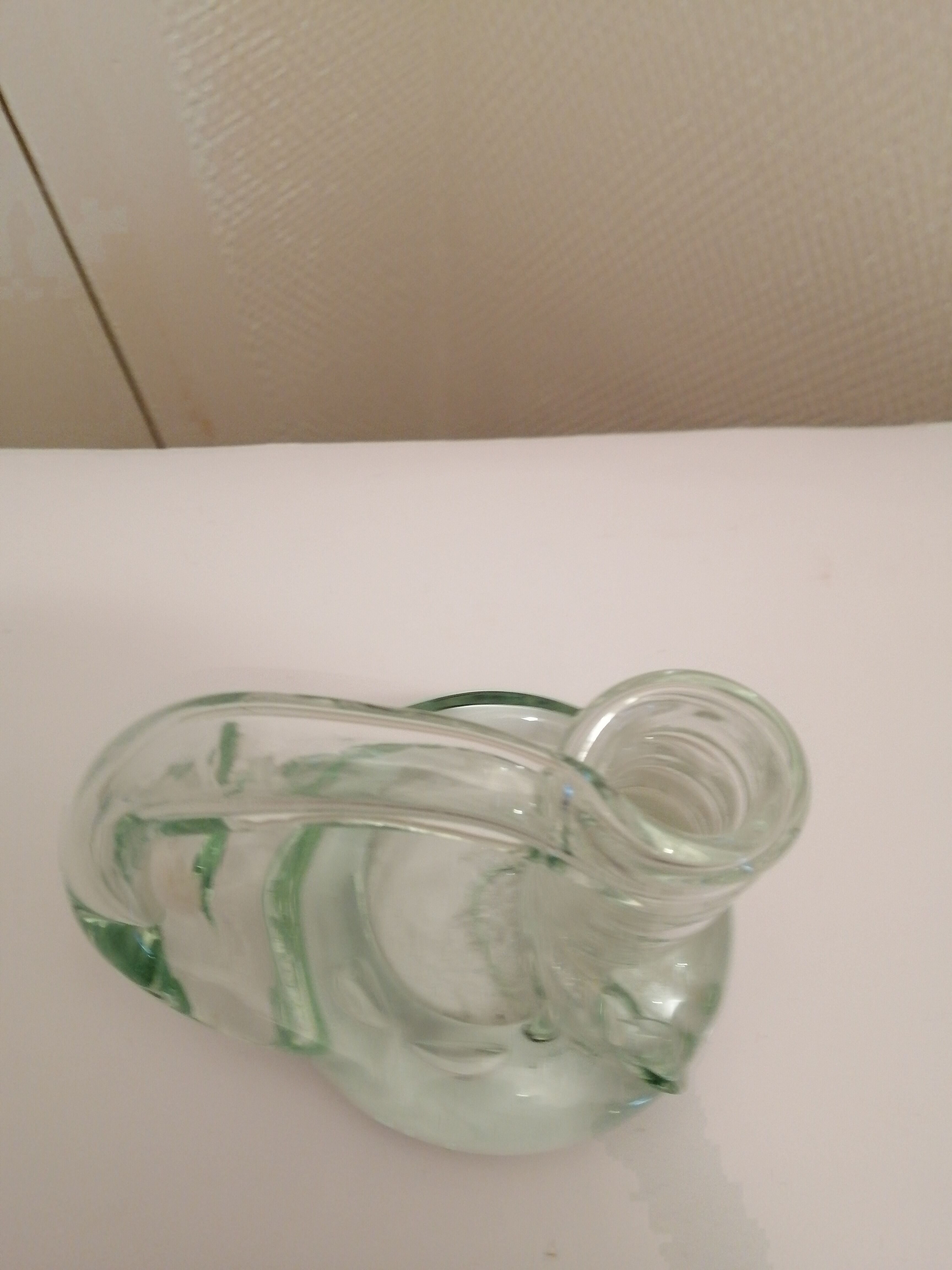 Transparent blown glass candle holder