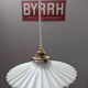 Old hanging lamp in white pleated/draped opaline Art Deco 1930 Ø 24.5 cm