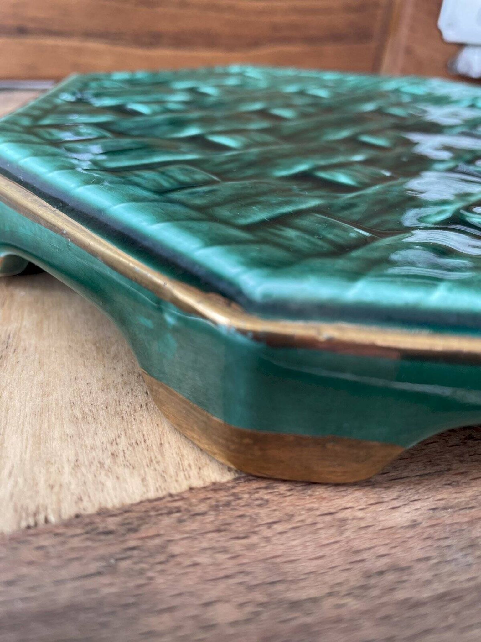 Dessous de plat tressage vert et dorure DIGOIN