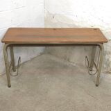 1960s double school desk in oak