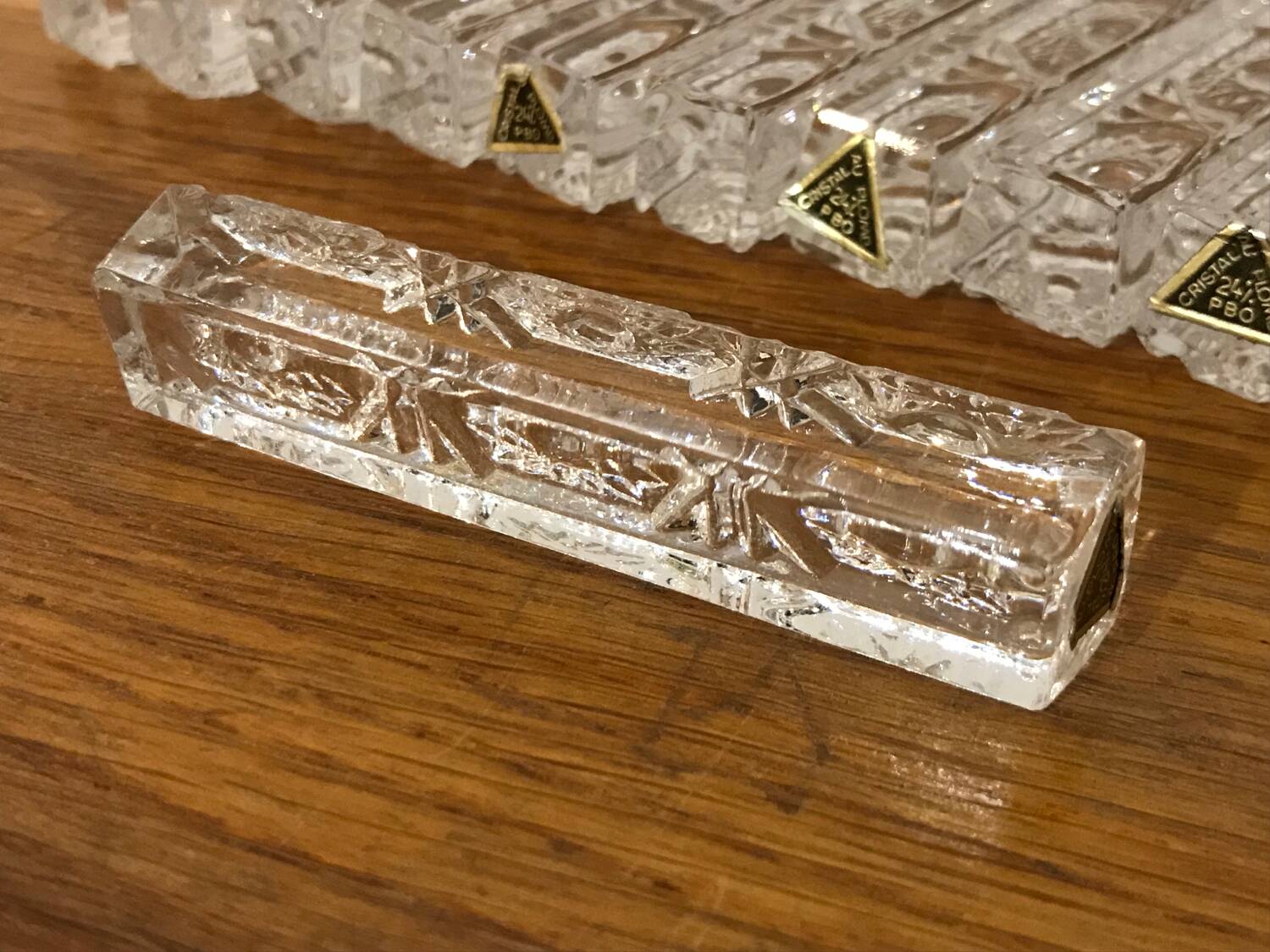 12 porte-couteaux en cristal au plomb vintage