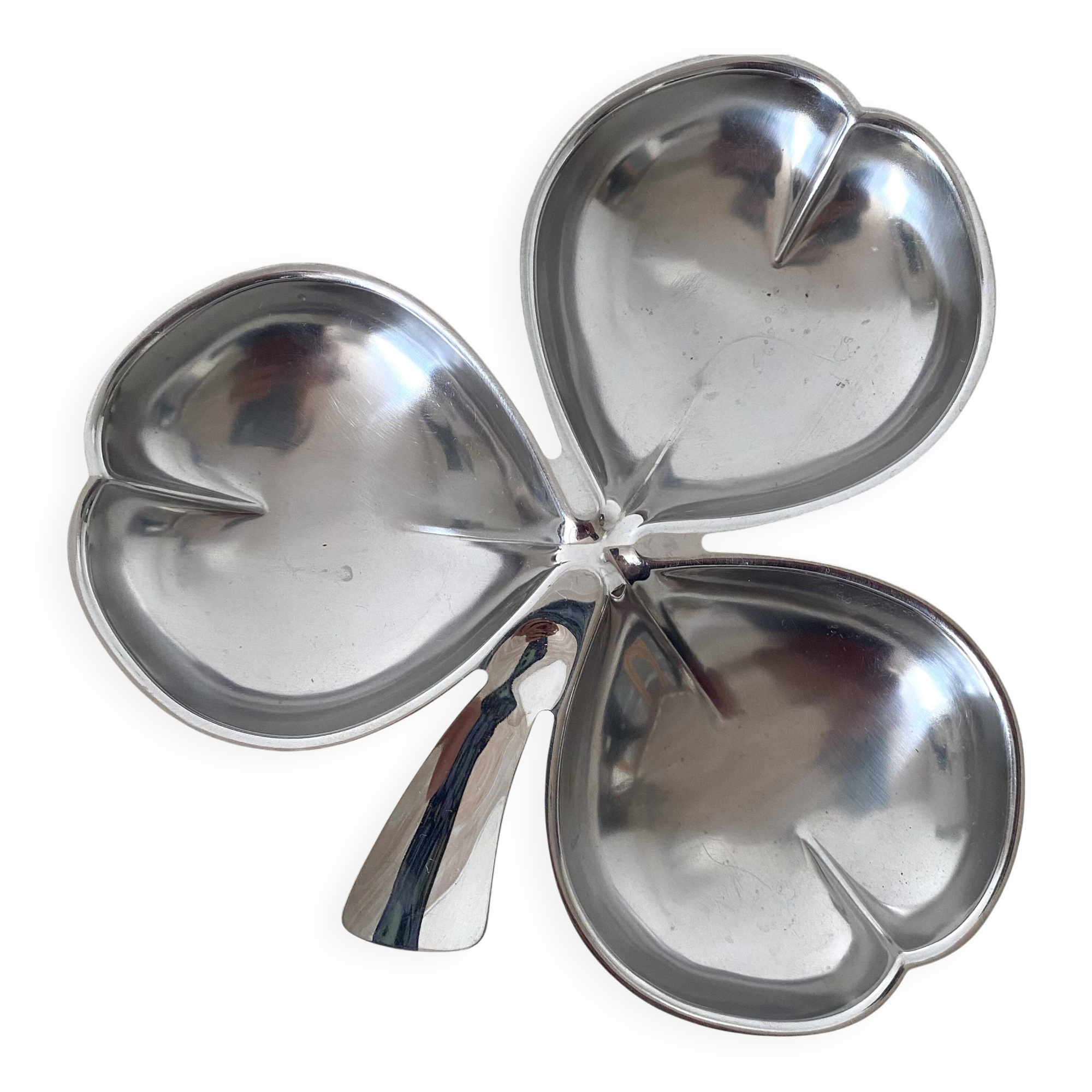 Stainless steel clover serving dish, 60s-70s