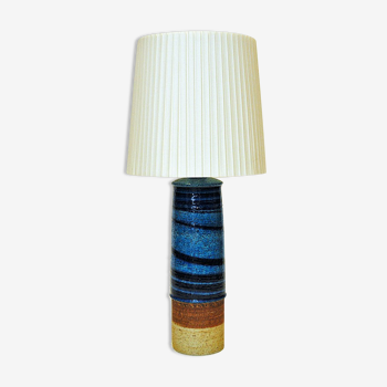 Lampe de table en grès bleu vintage par Inger Persson pour Rörstrand, Suède années 1960