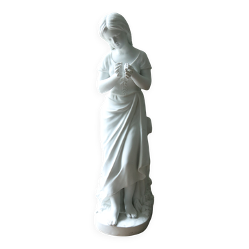 Nicolas Lecorney – Girl picking a daisy, biscuit porcelain, late 19th c.