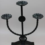 Brutalist style wrought iron candlesticks
