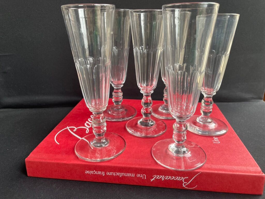 6 champagne flutes baccarat service clermont - xixth