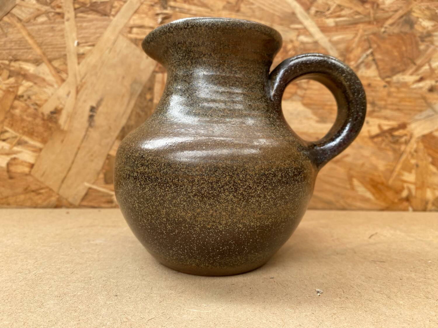 Old fontgombault pitcher vintage brown stoneware