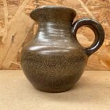 Old fontgombault pitcher vintage brown stoneware