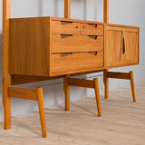 Rival 2 bay teak wall unit with 3 cabinets and 5 shelves by Brodrene Jatogs Norway, Kjell Riise, 196