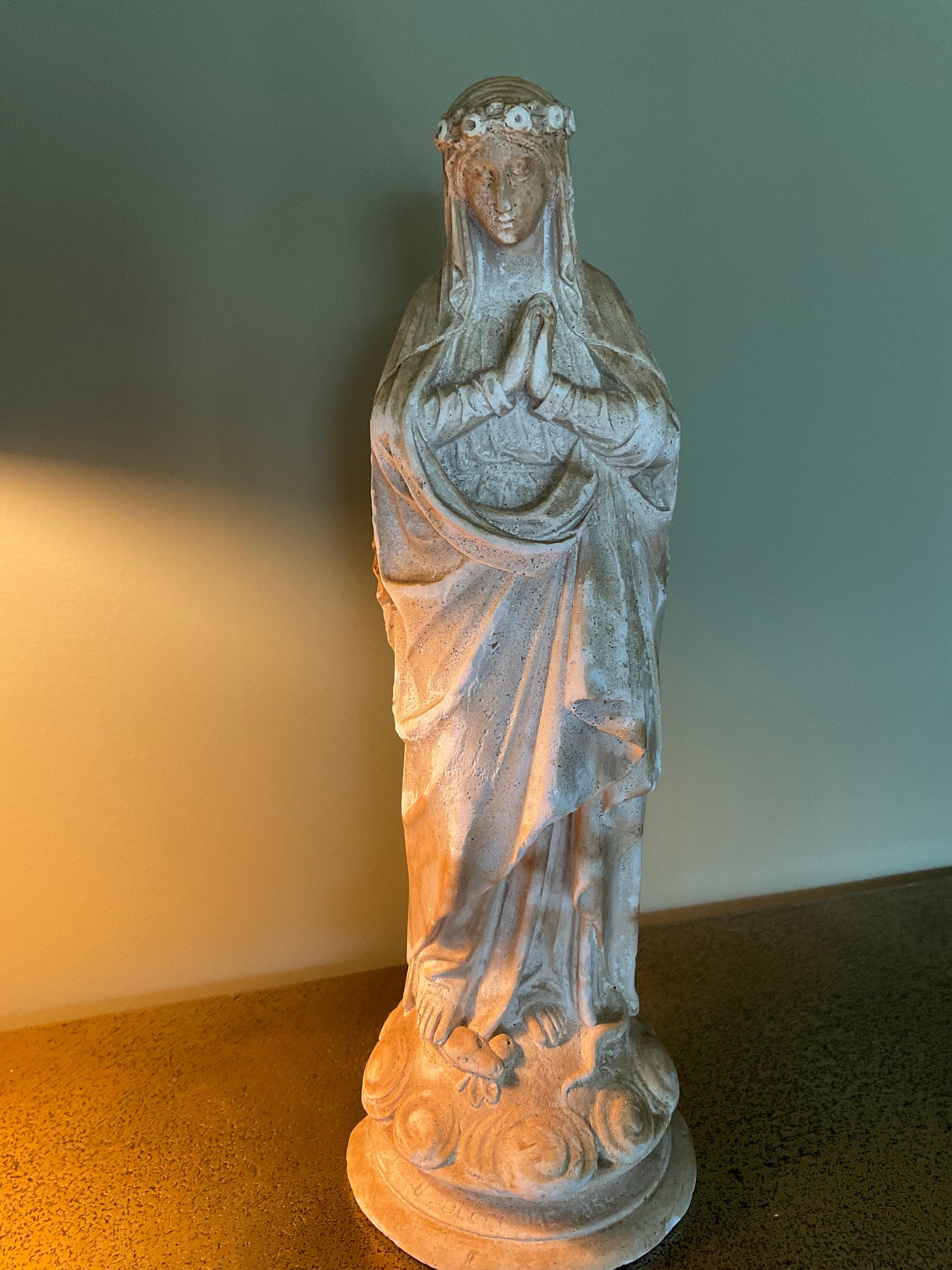 Plaster virgin statue dated 1854