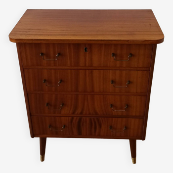 Teak Chest of drawers, Dresser with 4 drawers Norway, 1960s.