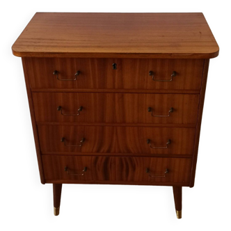 Teak Chest of drawers, Dresser with 4 drawers Norway, 1960s.