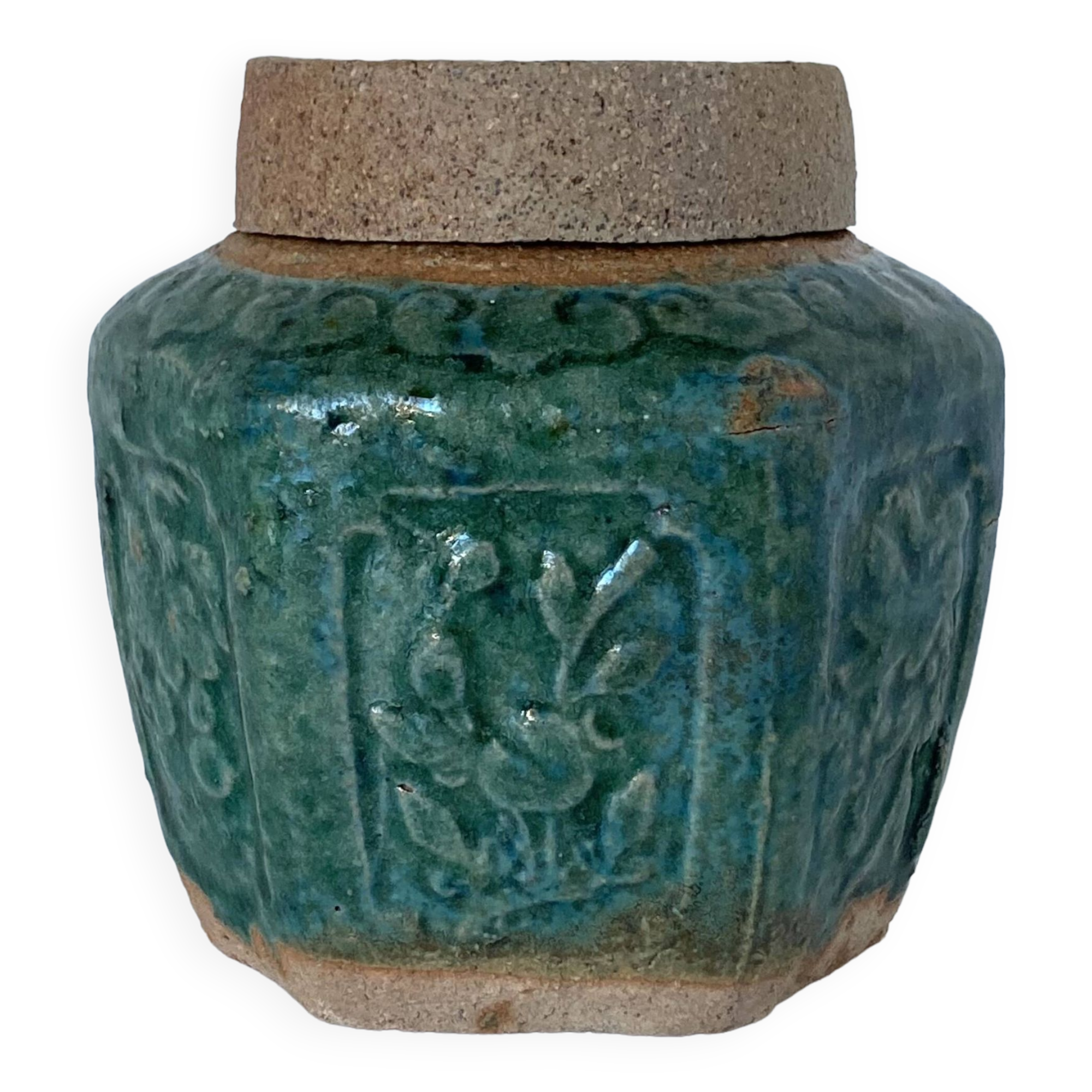 Glazed terracotta covered ginger pot. Ancient work from South China or Vietnam.