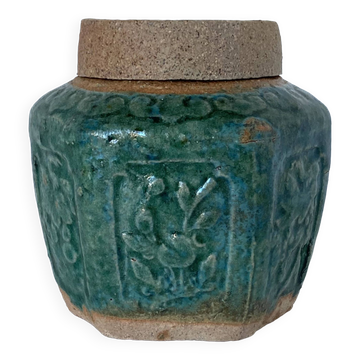 Pot à gingembre couvert en terre cuite glaçurée. Travail ancien de Chine du Sud ou du Vietnam.