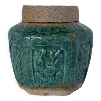 Glazed terracotta covered ginger pot. Ancient work from South China or Vietnam.
