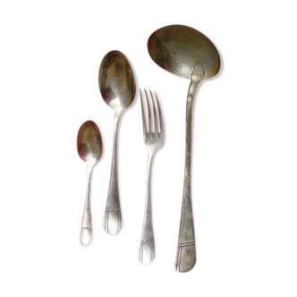 Old Silverware cutlery set "Bouillet - Bourdelle": 36 silver metal covers