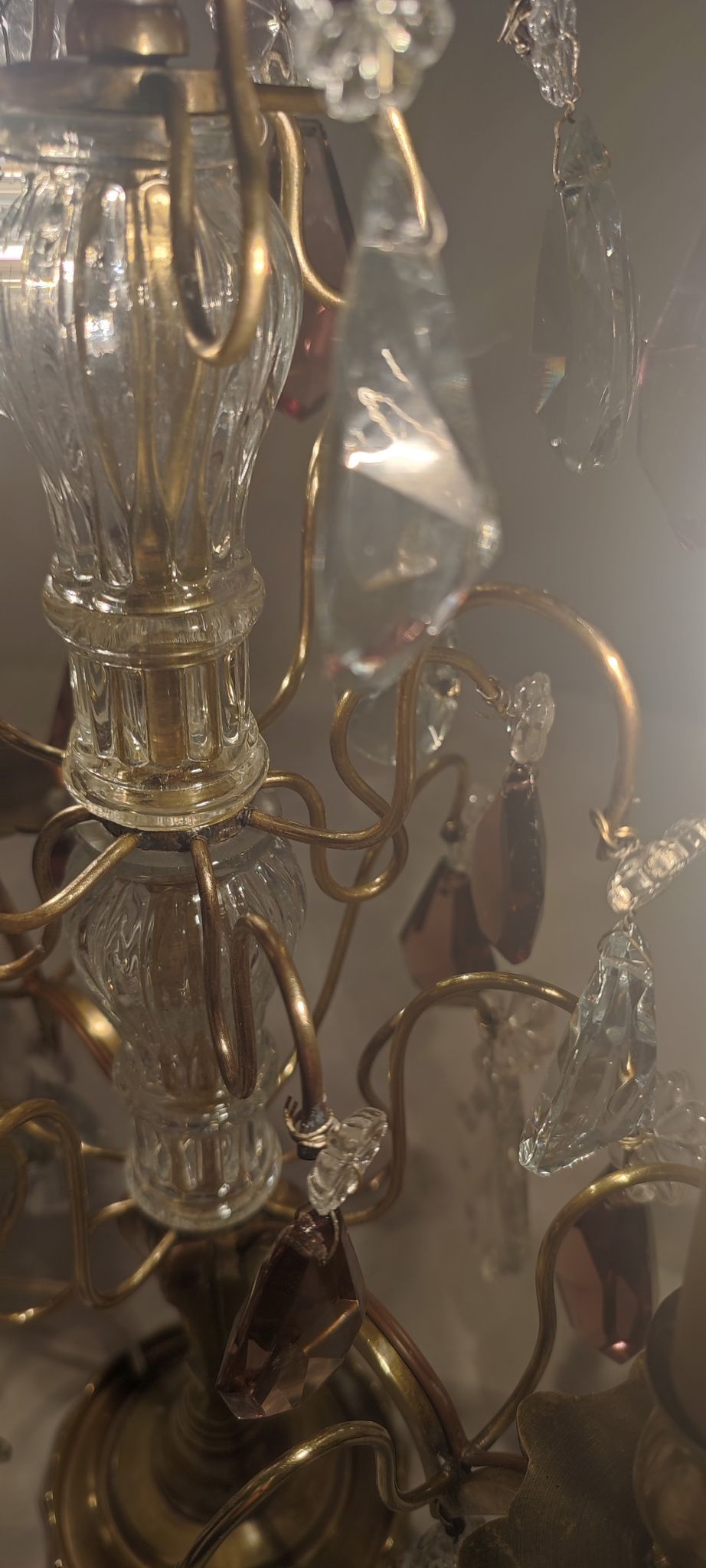 Lampe de table en bronze et cristal, France