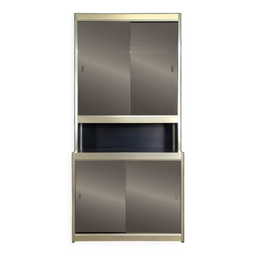 Vintage aluminium and glass display cabinet from the 1980s.