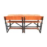 Large wooden school desk on wheels with desk flap, great for catering or the office