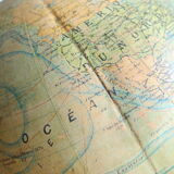 Globe world map J. Forest for Girard Barrère and Thomas on wooden base, 50s