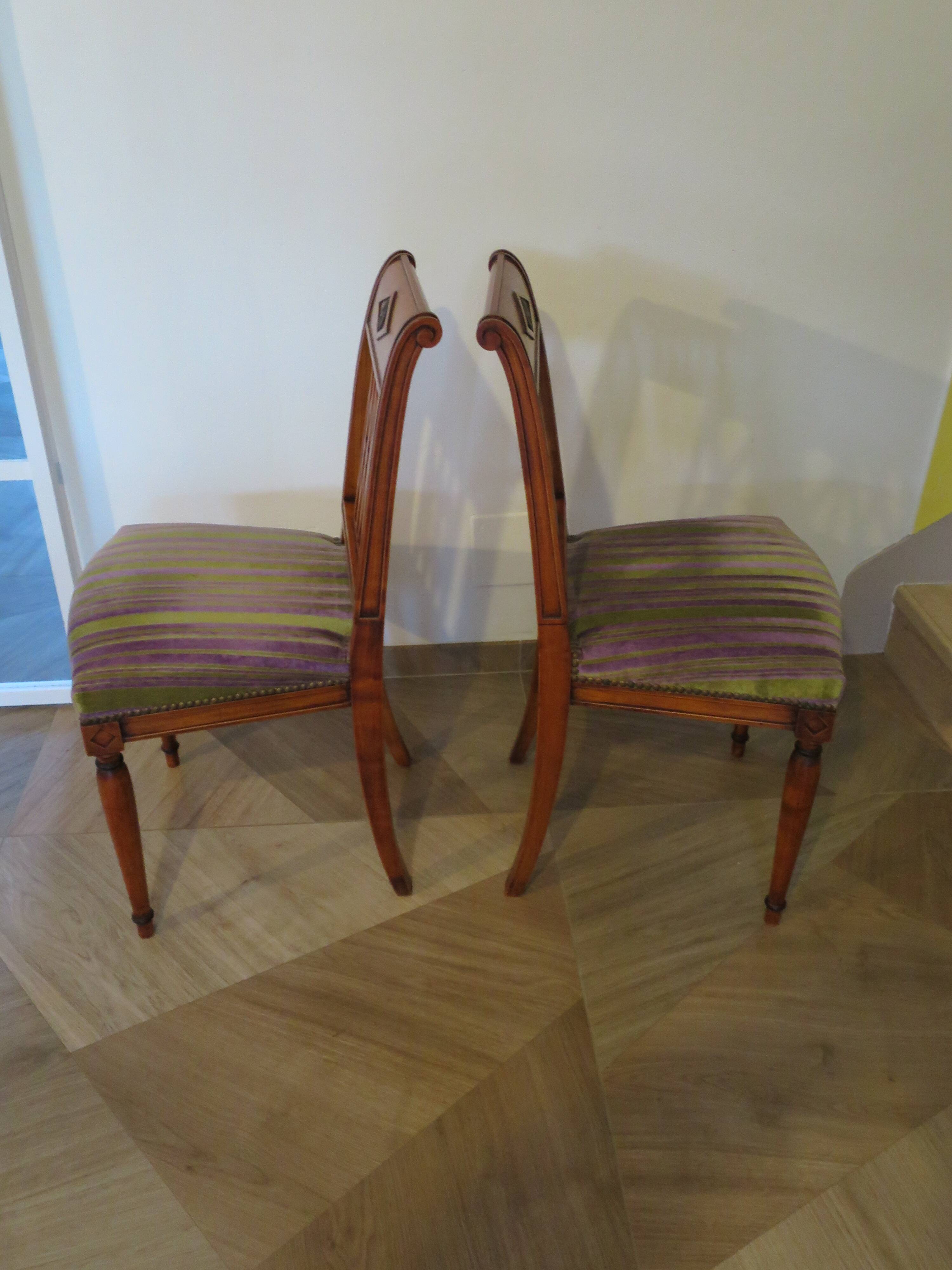 Set of 2 Purple and Green Tapestry Chairs - Cherry