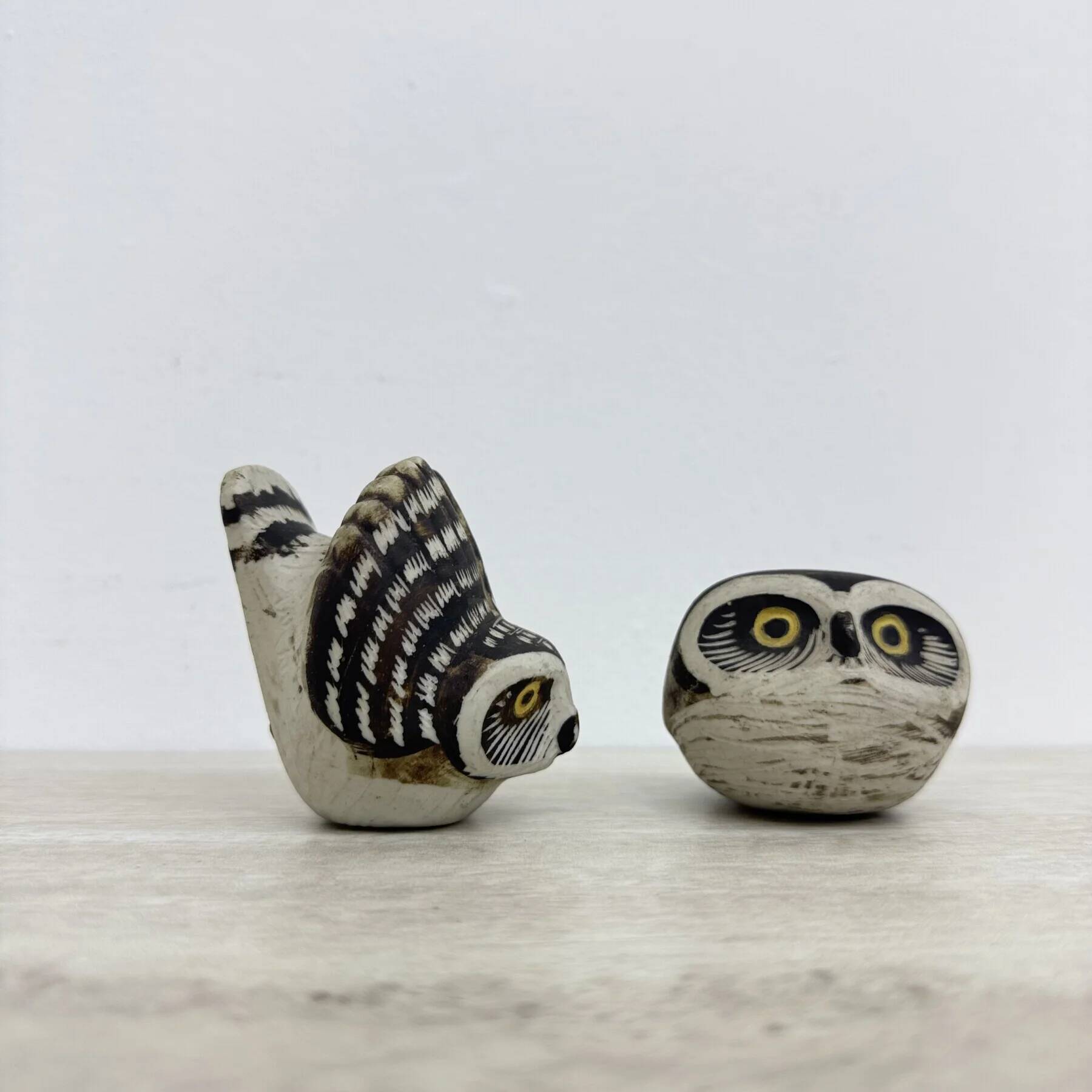 Set of 2 owls ceramic owl "Burr" made by Edvard Lindahl for Gustavsberg, 1960s
