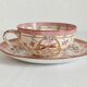 Tasse à café en terre de fer décor Minton rose Sarreguemines fin XIXe