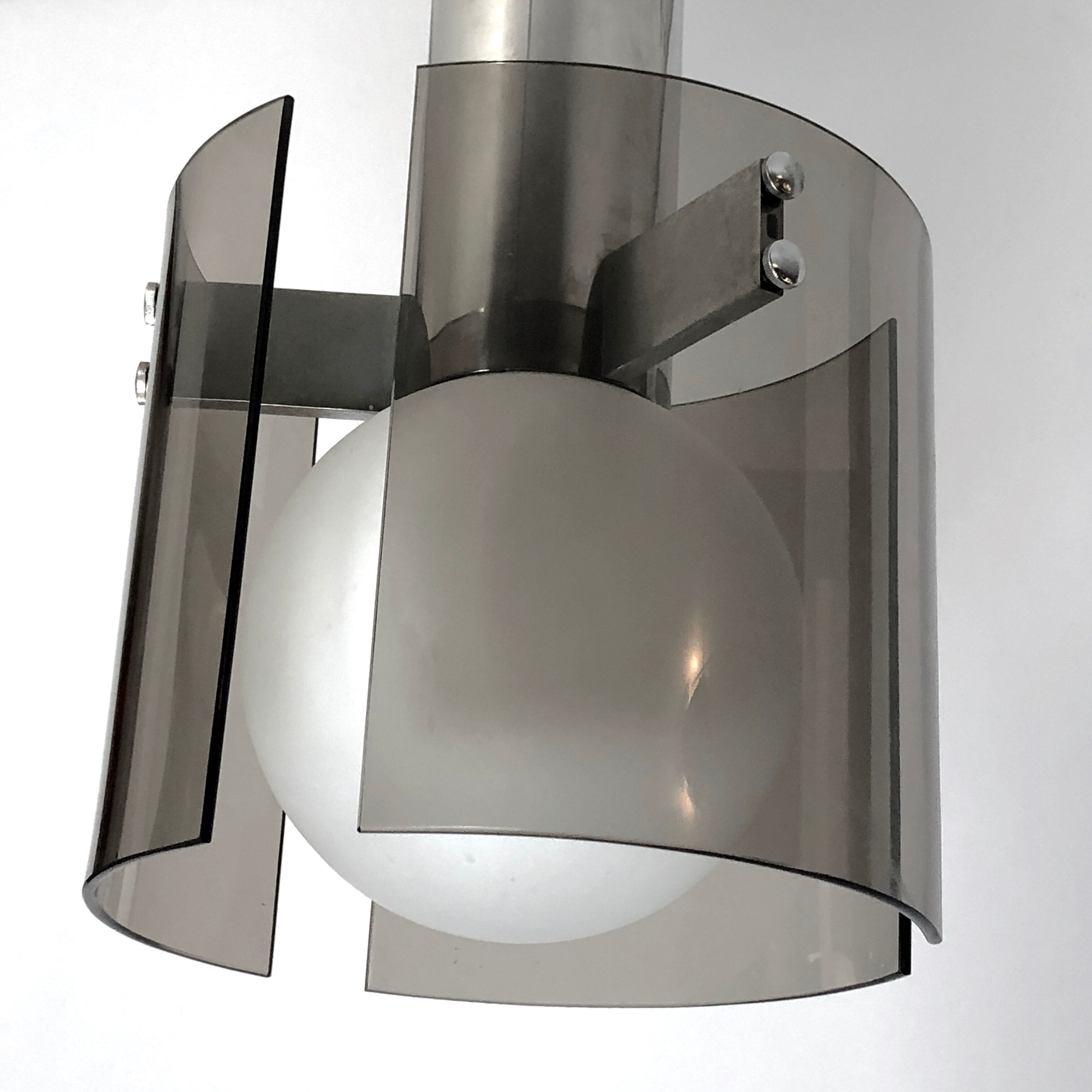 Veca, Italian vintage glass and chrome chandelier