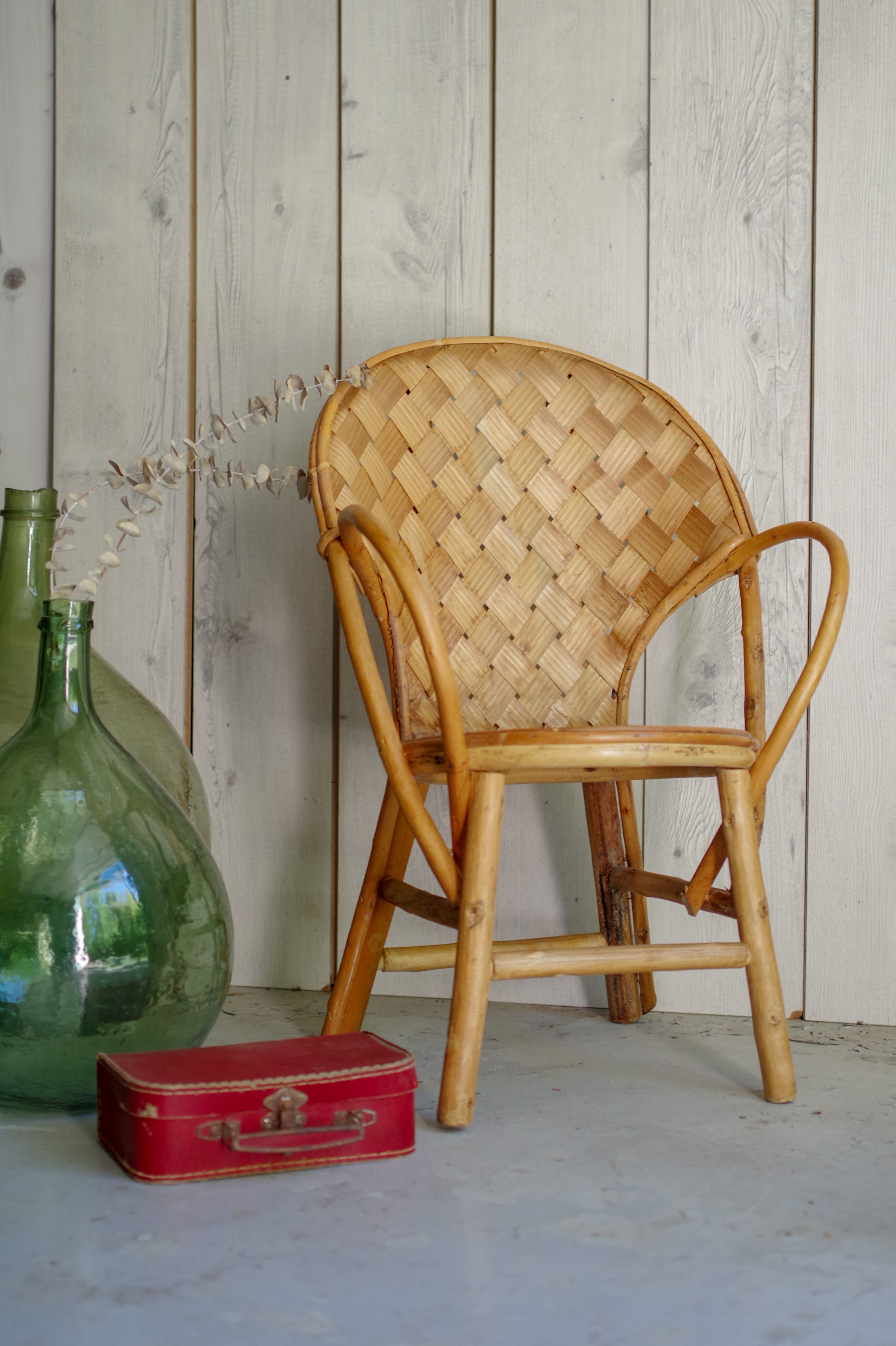 Vintage child armchair in chestnut wood